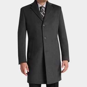 Pronto Uomo Gray Solid Wool Overcoat
